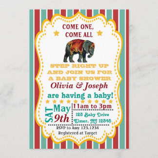 Vintage-Zirkus-Baby-Shower-Einladung Einladung