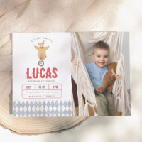 Vintage-Zirkus-Bär-Foto Jungen-Geburtstagsfeier
