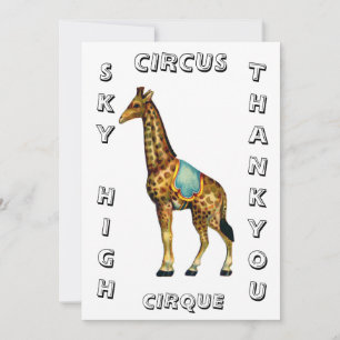 Vintage Zirkus-darstellende Giraffe Dankeskarte