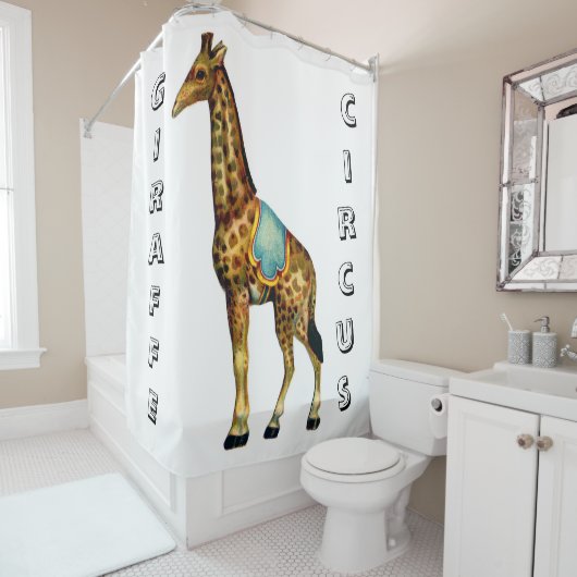 Vintage Zirkus-darstellende Giraffe Duschvorhang (Beispiel)