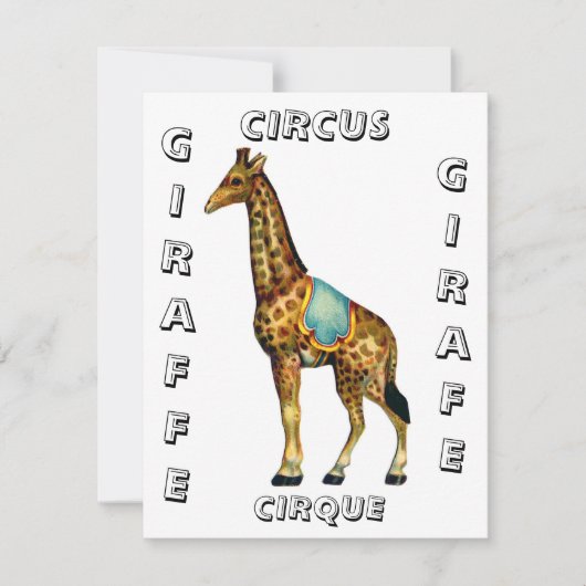 Vintage Zirkus-darstellende Giraffe Mitteilungskarte (Vorderseite)