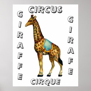 Vintage Zirkus-darstellende Giraffe Poster