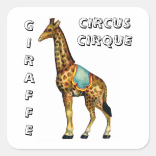Vintage Zirkus-darstellende Giraffe Quadratischer Aufkleber