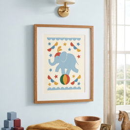 Vintage-Zirkus-Elefanten-Kinderzimmer-Druck Poster