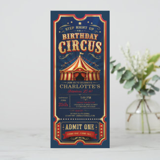 Vintage-Zirkus-Geburtstagsticket Einlass Eins Einladung
