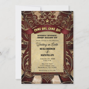 Vintage Zirkus-Karneval Elegante Showtime-Hochzeit Einladung