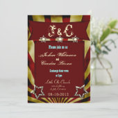 Vintage Zirkus-Karneval-Hochzeit 3 Einladung (Stehend Vorderseite)