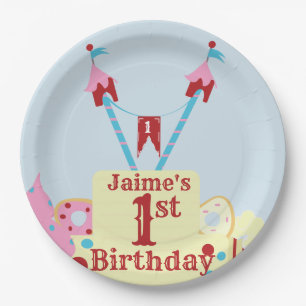 Vintage-Zirkus-Karneval-Torte jedes Alter Pappteller