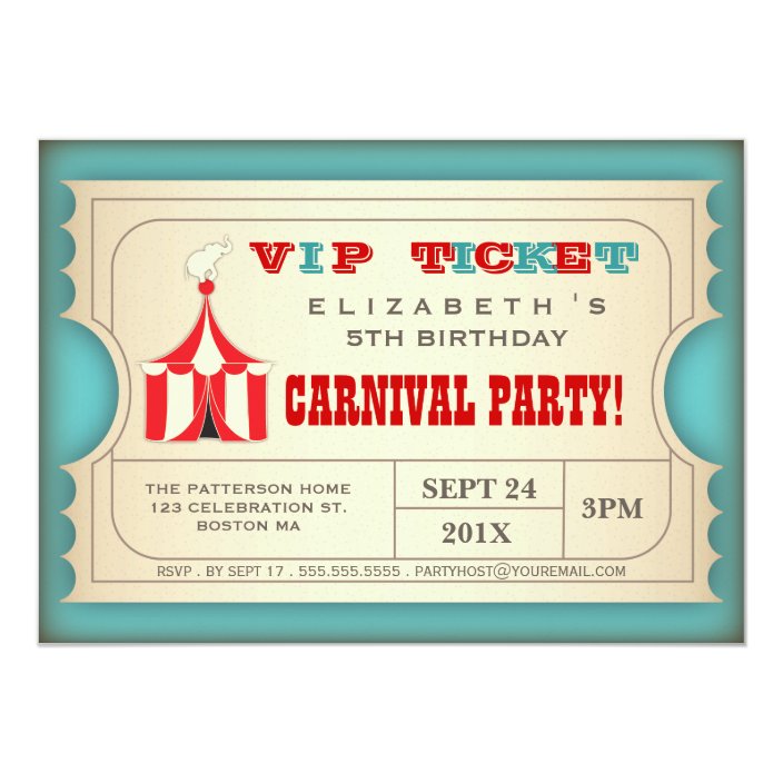 Vintage Zirkus Karnevals Geburtstags Party Karte Einladung Zazzle De