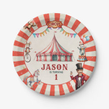 Vintage-Zirkus-Kirmes-Geburtstagsplatte