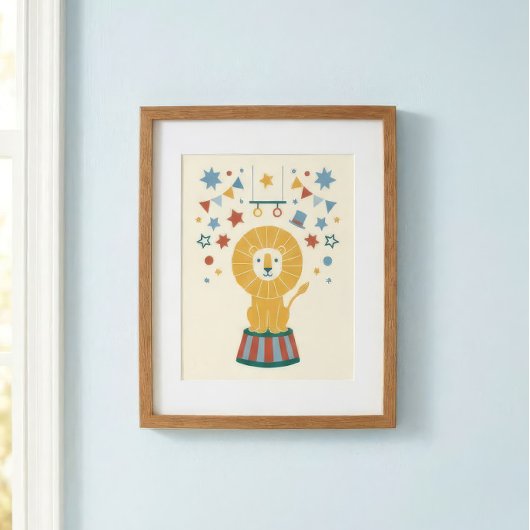 Vintage-Zirkus-Löwe-Kinderzimmer-Kunstprint Poster