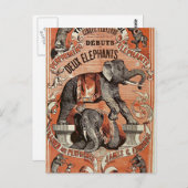 Vintage Zirkuselefantenshow auf Postkarte (Vorne/Hinten)