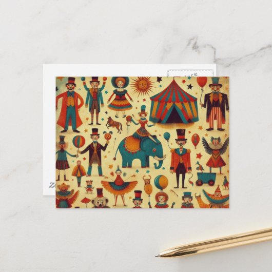 Vintage Zirkuskollektion Postkarte (Vorderseite/Rückseite Beispiel)