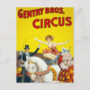 Vintage Zirkusplakat der Gebrüder Gentry Postkarte
