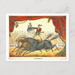 Vintage-Zirkusplakat für Pferde-Act-Postkarte Postkarte