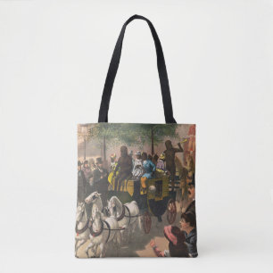 Vintage-Zirkusposter einer von einem Affen gefahre Tasche