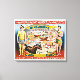Vintage-Zirkusposter von männlichen Reitern und Cl Leinwanddruck