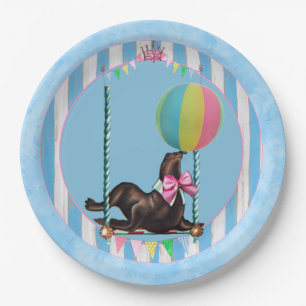Vintage-Zirkusrobben-Party-Teller Pappteller