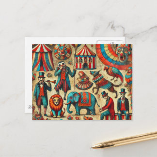 Vintage Zirkustierkollektion Postkarte