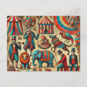 Vintage Zirkustierkollektion Postkarte (Vorderseite)