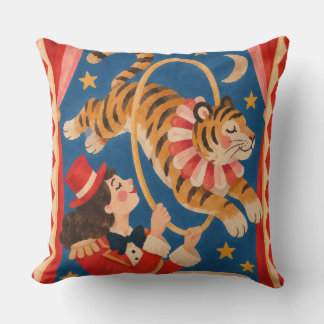 Vintage-Zirkustiger und Ringmaster Funhaus Kissen