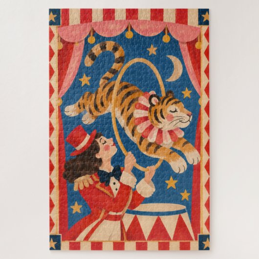 Vintage-Zirkustiger und Ringmaster Funhaus Puzzle (Vertikal)