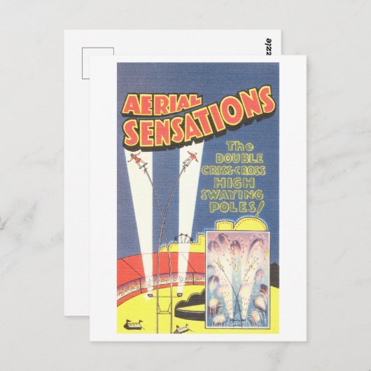 Vintage Zirkuswerbung: High-Pole-Gesetz Postkarte (Vorne/Hinten)