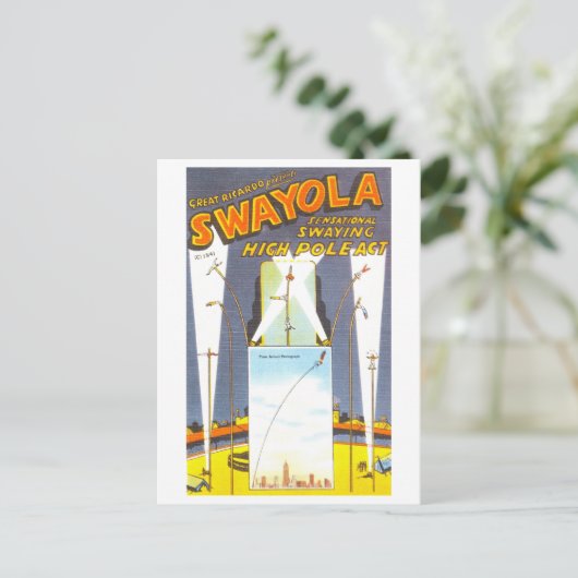 Vintage Zirkuswerbung: High-Pole-Gesetz Postkarte (Stehend Vorderseite)