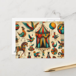 Vintage Zirkuszelt Postkarte