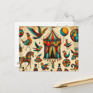 Vintage Zirkuszelt Postkarte