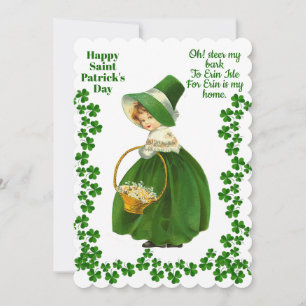 Vintage-Zitat St. Patrick's Day Shamrock Mädchen G Feiertagskarte
