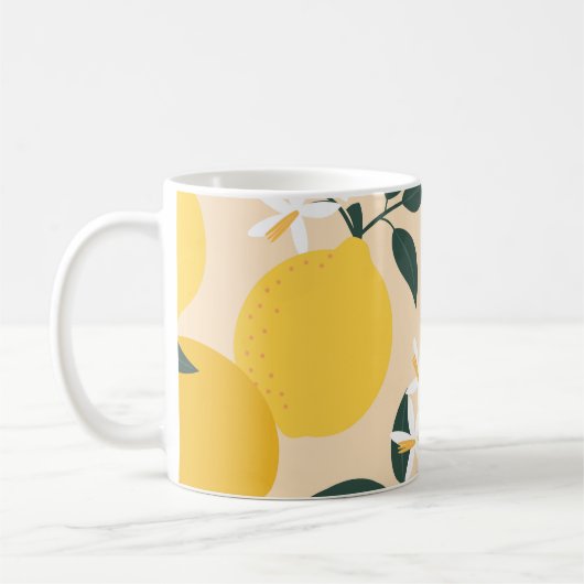 Vintage Zitrone: Nahtlose Fruchttextur. Kaffeetasse (Links)