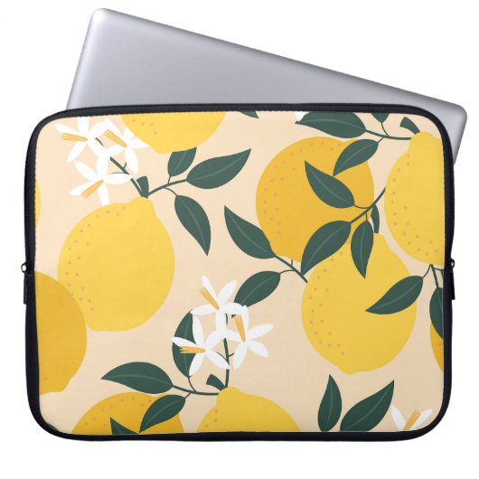 Vintage Zitrone: Nahtlose Fruchttextur. Laptopschutzhülle (Vorderseite)