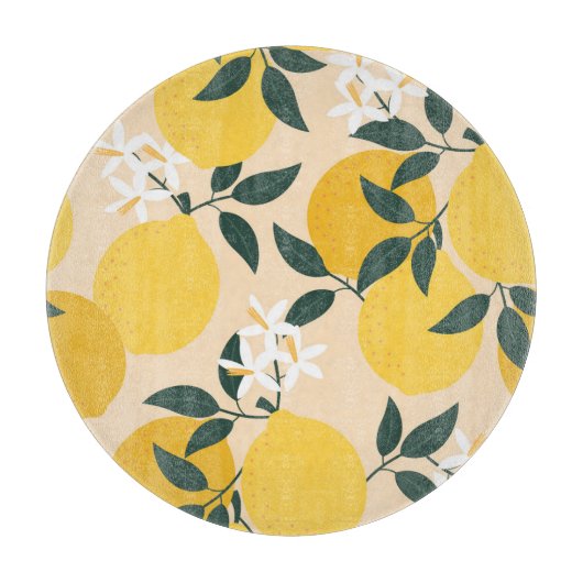 Vintage Zitrone: Nahtlose Fruchttextur. Schneidebrett (Vorderseite)