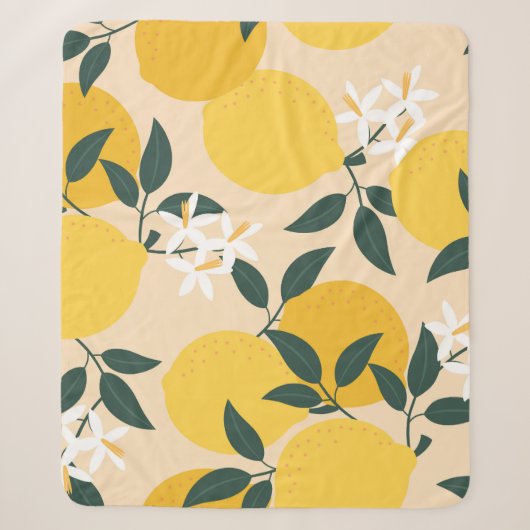 Vintage Zitrone: Nahtlose Fruchttextur. Sherpadecke (Vorderseite)