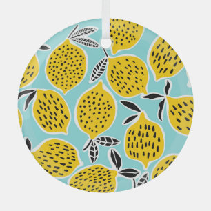 Vintage Zitrone: Von Hand Gezeichnet nahtloses Mus Ornament Aus Glas