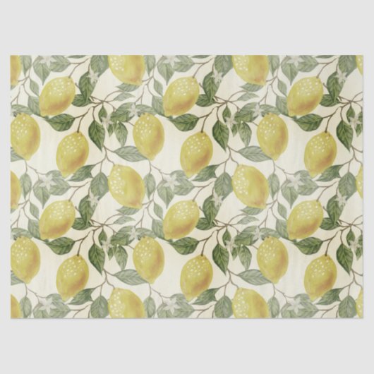 Vintage Zitronen Blätter botanisch Seidenpapier (Vorderseite)