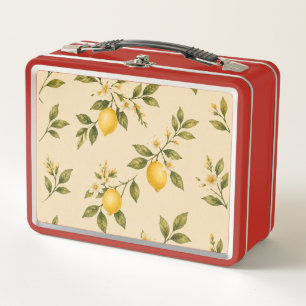 Vintage-Zitronen-Botanik-Creme-Lunchbox Metall Brotdose