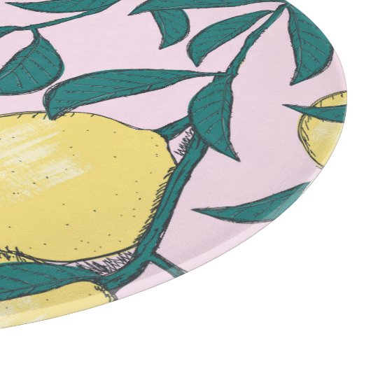 Vintage Zitronen: HandGezeichnet Wasserfarbmuster. Schneidebrett (Ecke)