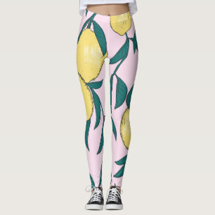Vintage Zitronen: Handgezeichnetes Wasserfarbmuste Leggings