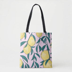 Vintage Zitronen: Handgezeichnetes Wasserfarbmuste Tasche