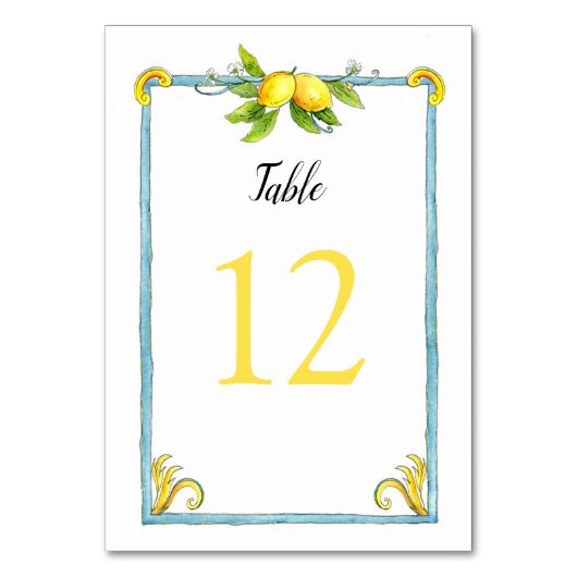 Vintage Zitronen Hochzeiten Tischnummern (Rückseite)