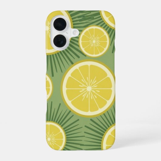 Vintage-Zitronen-Sonnen-Muster iPhone 16 Hülle (Rückseite)