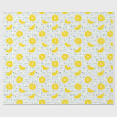 Vintage Zitronen und Blumenmuster Geschenkpapier (Flach)