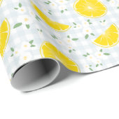Vintage Zitronen und Blumenmuster Geschenkpapier (Rolleneckpunkt)