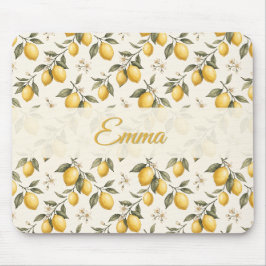 Vintage Zitronenblüten – Elegante botanische Zitru Mousepad