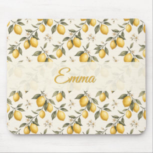 Vintage Zitronenblüten – Elegante botanische Zitru Mousepad