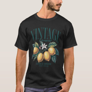 Vintage-Zitronendruck Frauen Männer Schick Retro-F T-Shirt