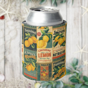 Vintage-Zitronenetikett – Retro-Zitrusfrucht  Dosenkühler