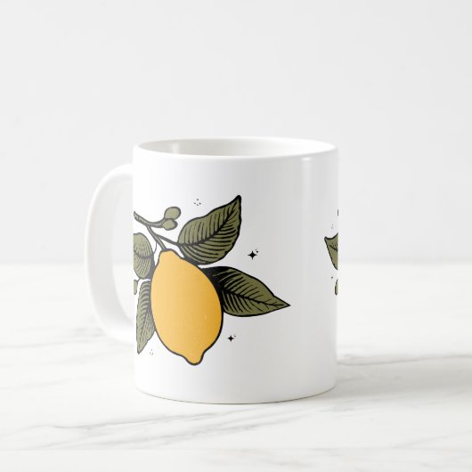 Vintage Zitronenfrüchte Kaffeetasse (Vorderseite Links)